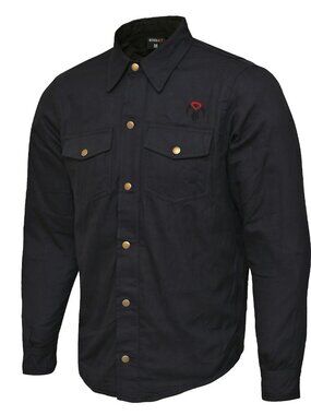 RIDERACT Men’s Motorcycle Flannel Shirt Black Riding Jacket